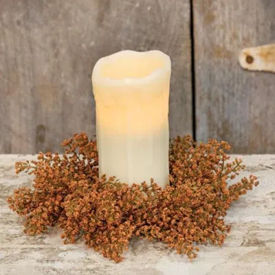 Homegifo Bursting Astilbe Candle Ring 3.5" Pumpkin In Neutral