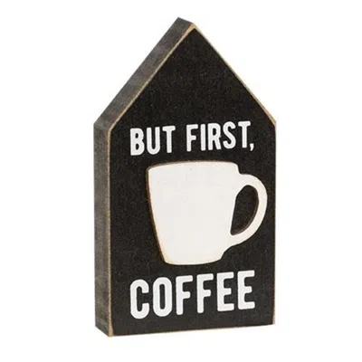 Homegifo But First Coffee Block Sitter In Black