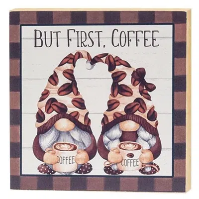Homegifo *but First Coffee Gnome Square Wooden Block