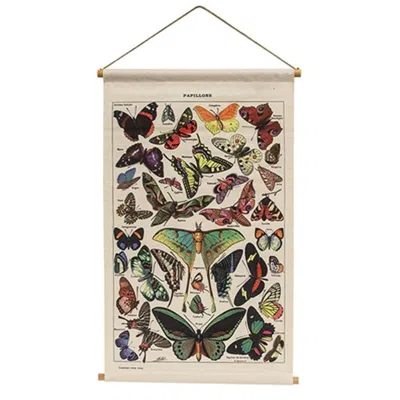 Homegifo Butterfly Linen Wall Hanging In Burgundy