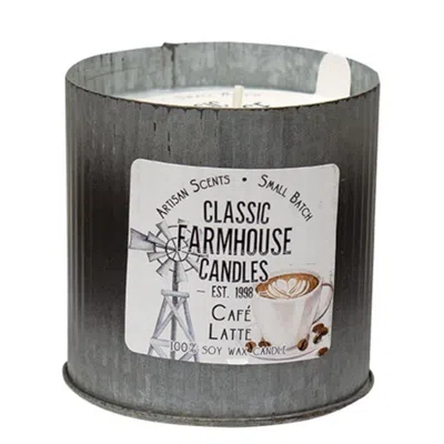 Homegifo Cafe Latte Fluted Tin Candle 12oz In Gray