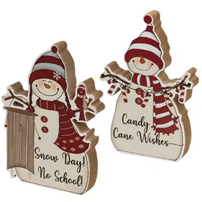 Homegifo Candy Cane Wishes Chunky Snowman 2 Asstd. In Multi