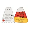 Homegifo Candy Corn/ghost Phrase Chunky Wooden Sitter 2 Asstd.