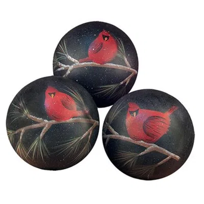 Homegifo Cardinals Decorative Ball - 4" - 3 Asstd. In Black