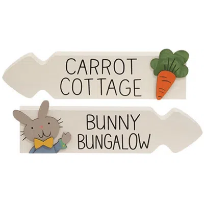 Homegifo *carrot Cottage/bunny Bungalow Arrow Sitter 2 Asstd. In White