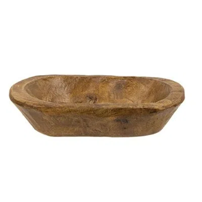 Homegifo Carved Wood Petite Oval Bowl In Brown