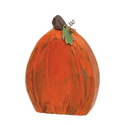 Homegifo Carved Wooden Primitive Pumpkin Sitter 5"h In Black