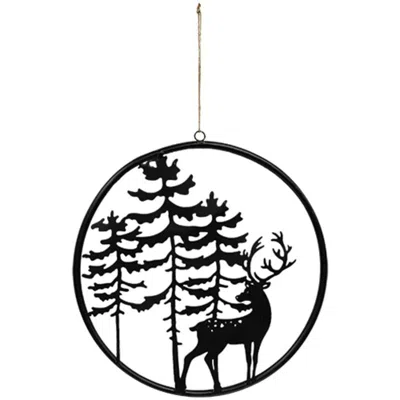 Homegifo Cast Iron Reindeer In The Woods Silhouette Hanger In Black