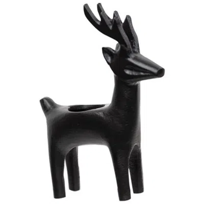 Homegifo Cast Iron Reindeer Tealight Holder In Black