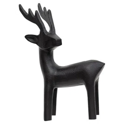 Homegifo Cast Iron Standing Reindeer Figurine In Black