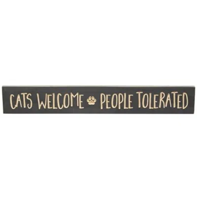 Homegifo Cats Welcome People Tolerated Engraved Sign 24" X 3.5"