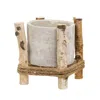 Homegifo Cement Planter In Wooden Frame - 5" Sq. X 5.5"h
