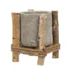 Homegifo Cement Planter In Wooden Frame - 5" Sq. X 6"h
