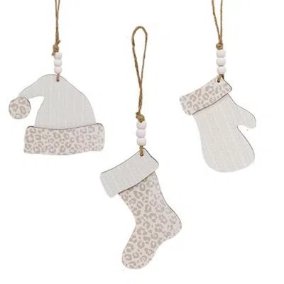 Homegifo Cheetah Print Winter Clothes Ornament 3 Asstd. In Neutral