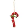 Homegifo Chenille Candy Cane Ornament W/green Bow
