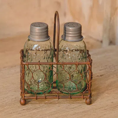 Homegifo Chicken Wire Caddy W/shakers In Brown