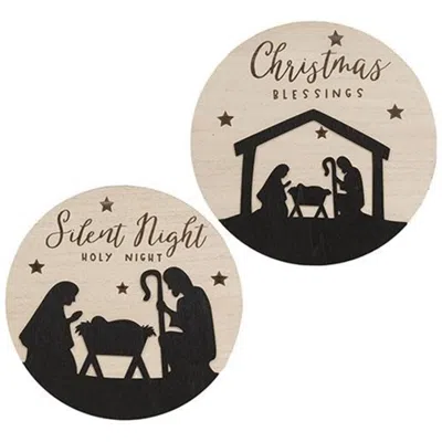 Homegifo Christmas Blessing Silhouette Round Sign 2 Asstd. In Black
