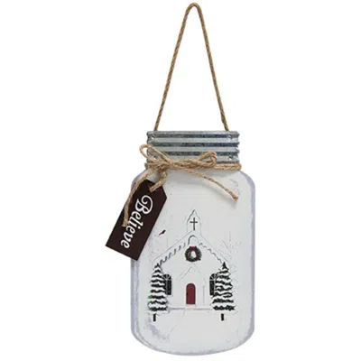 Homegifo *christmas Church Mason Jar Hanger In Transparent