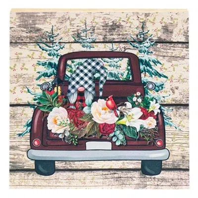 Homegifo *christmas Gnomes In Truck Square Block In Brown