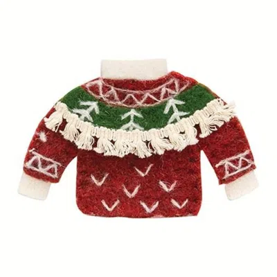 Homegifo *christmas Sweater Felted Ornament In Brown