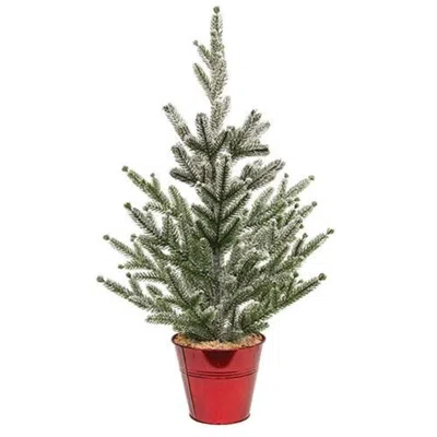 Homegifo *christmas Tree With Red Metal Base In Green