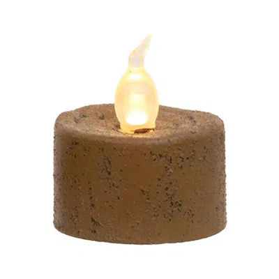 Homegifo Cinnamon Textured Votive Timer Tealight In Brown