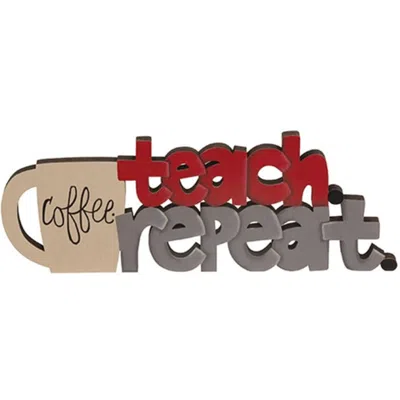 Homegifo Coffee Teach Repeat Wooden Cutout Word Sitter In Multi