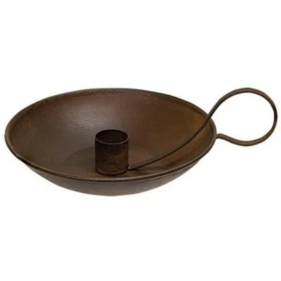 Homegifo Colonial Taper Holder With Handle Rusty In Brown
