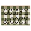 Homegifo *comfy & Cozy Green Buffalo Check Box Sign