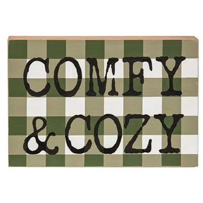 Homegifo *comfy & Cozy Green Buffalo Check Box Sign