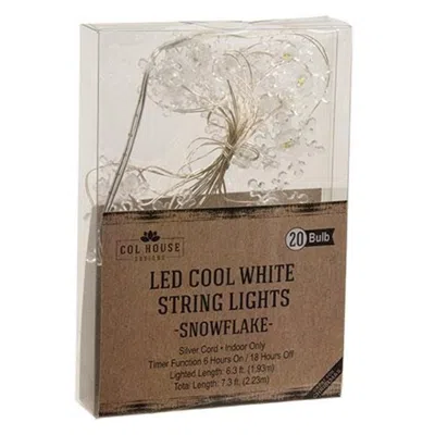 Homegifo Cool White Snowflake Led Timer Lights 10 Count In Brown