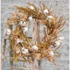 Homegifo *cotton Wreath W/fall Grass 22"