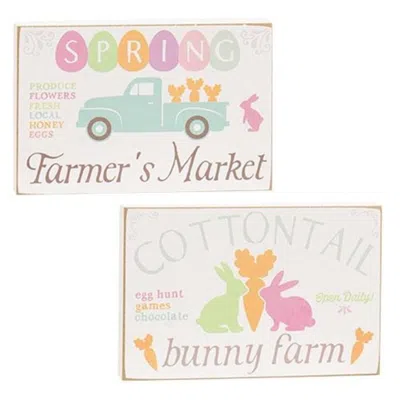 Homegifo Cottontail Bunny Farm Block Sign 2 Asstd. In Multi
