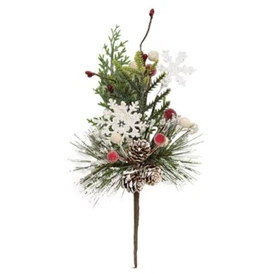 Homegifo Country Snowy Pine Sugar Berry & Snowflake Pick In Multi