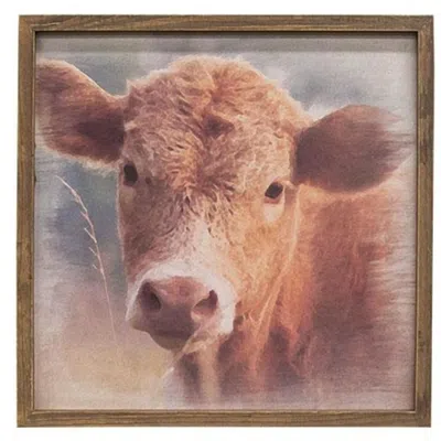 Homegifo Cow Portrait Framed Print Wood Frame In Animal Print