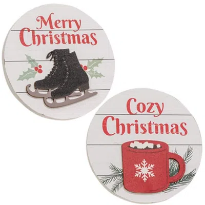 Homegifo Cozy Christmas Round Easel Sign 2 Asstd. In Multi