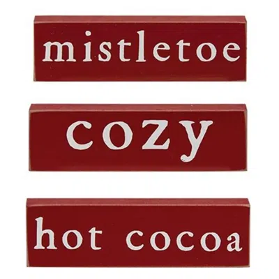 Homegifo Cozy Mistletoe Or Hot Cocoa Thin Mini Block 3 Asstd. In Red
