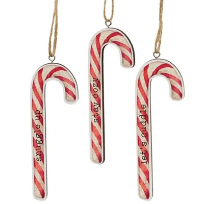 Homegifo Cozy Sayings Candy Cane Ornament 3 Asstd. In Multi