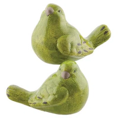 Homegifo Crackled Green Resin Bird 2 Asstd. In Black