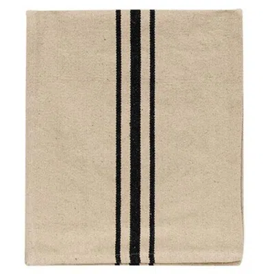 Homegifo Cream & Black Grain Sack Short Runner In Neutral