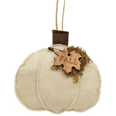 Homegifo Cream Fall Pumpkin Felt Ornament In Neutral