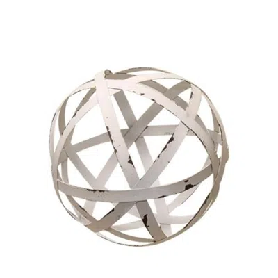 Homegifo Cream Metal Band Sphere 4" In Gold