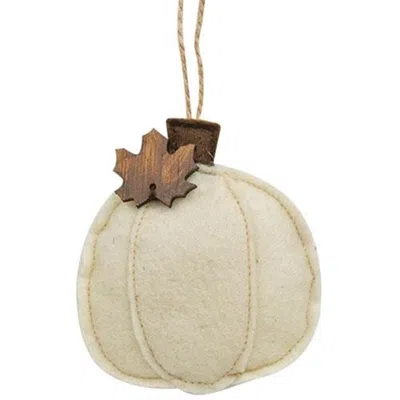 Homegifo Cream Pumpkin Felt Ornament In White