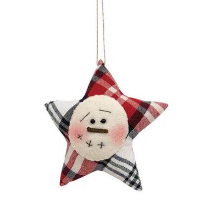 Homegifo *crimson Plaid Snowman Star Ornament In White