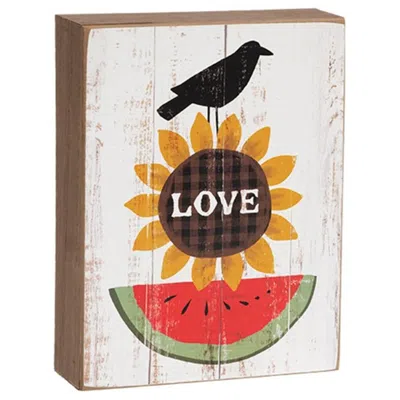 HOMEGIFO CROW "LOVE" SUNFLOWER & WATERMELON BOX SIGN