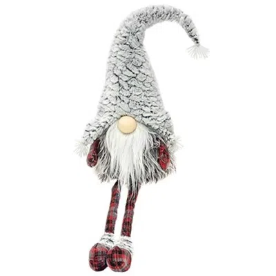 Homegifo Dangle Leg Red & Gray Plaid Santa Gnome