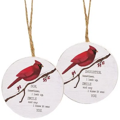 Homegifo Grandma/grandpa Round Cardinal Ornament 2 Asstd. In White