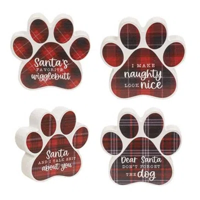 Homegifo Dear Santa Plaid Pawprint Sitter 4 Asstd. In Red
