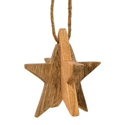 Homegifo Dimensional Mango Wood Star Ornament In Brown