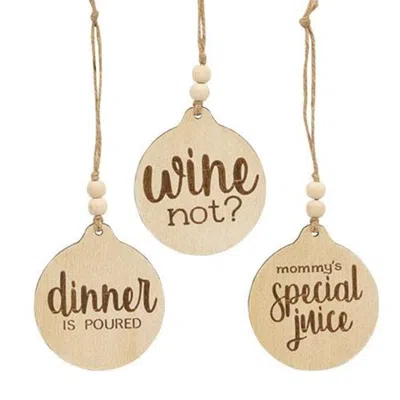 Homegifo Dinner Is Poured Beaded Wine Tag 3 Asstd. In Neutral